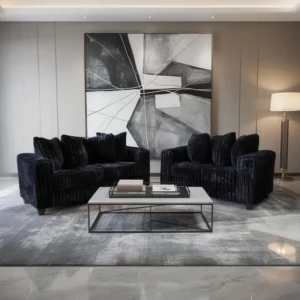 Modern Corduroy Sofa And Loveseat Set With Deep Seats And Plush Cushions